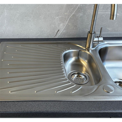 Liquida JAV15SS 1.5 Bowl Reversible Stainless Steel Kitchen Sink With Waste