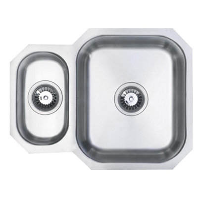 Liquida K1001SS 1.0 Bowl Reversible Undermount Stainless Steel Kitchen Sink