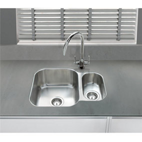 Liquida K1001SS 1.0 Bowl Reversible Undermount Stainless Steel Kitchen Sink