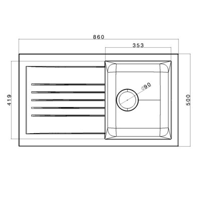 Liquida KAVL860BL 1.0 Bowl BIO Composite Reversible Black Kitchen Sink