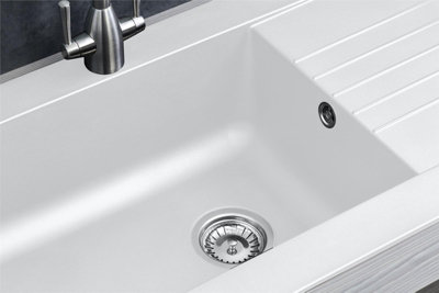 Liquida KAVL860WH 1.0 Bowl BIO Composite Reversible White Kitchen Sink