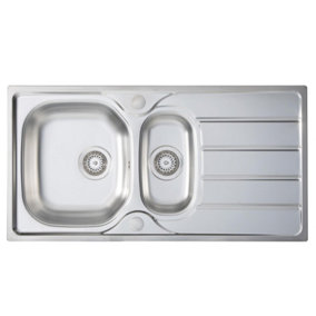 Liquida KS150SS 1.5 Bowl Reversible Inset Stainless Steel Kitchen Sink