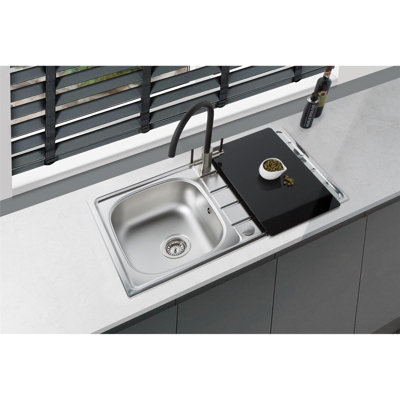 Liquida KS860SS 1.0 Bowl Compact Reversible Inset Stainless Steel Kitchen Sink