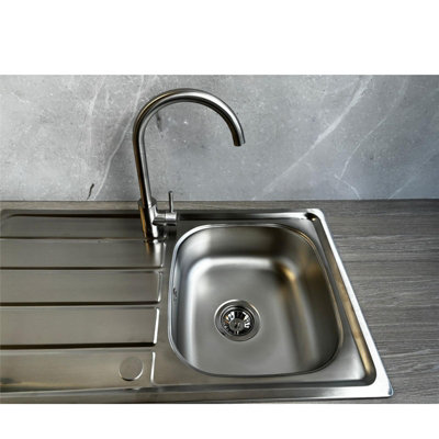 Liquida KS860SS 1.0 Bowl Compact Reversible Inset Stainless Steel Kitchen Sink