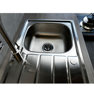 Liquida KS860SS 1.0 Bowl Compact Reversible Inset Stainless Steel Kitchen Sink