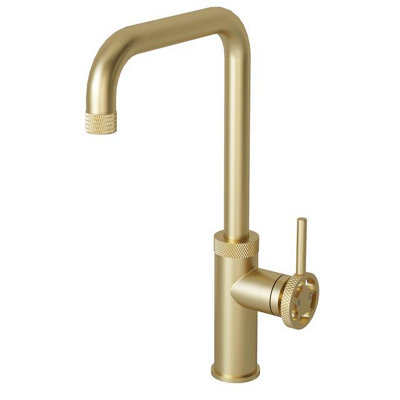 Liquida LB419BR Industrial Style Single Lever Brushed Brass Kitchen Mixer Tap