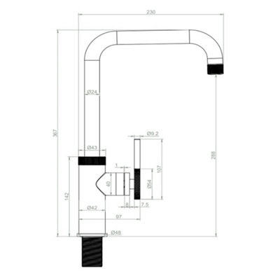 Liquida LB419BR Industrial Style Single Lever Brushed Brass Kitchen Mixer Tap