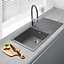 Liquida LG100GR 1.0 Bowl Granite Reversible Inset Grey Kitchen Sink With Waste