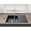 Liquida LG150BL 1.5 Bowl Granite Reversible Inset Black Kitchen Sink With Waste
