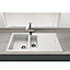 Liquida LG150WH 1.5 Bowl Granite Reversible Inset White Kitchen Sink With Waste