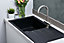 Liquida LP10BL 1.0 Bowl Composite Reversible Inset Black Kitchen Sink With Waste
