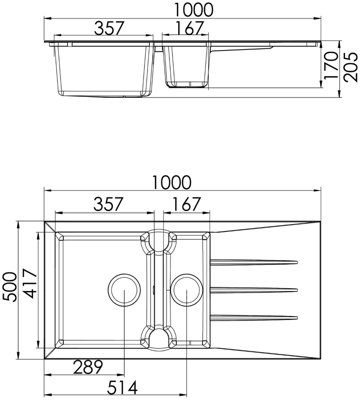 Liquida LP15WH 1.5 Bowl Composite Inset Reversible White Kitchen Sink