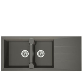 Liquida LP20GR 2.0 Bowl Composite Inset Reversible Grey Kitchen Sink