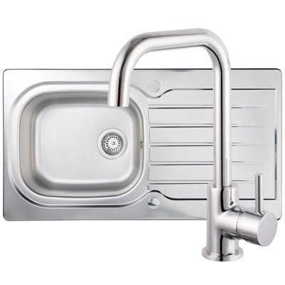 Liquida LSS100 1.0 Bowl Stainless Steel Kitchen Sink With Salina Chrome Tap