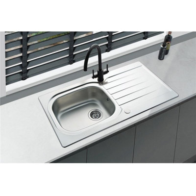 Liquida LSS100 1.0 Bowl Stainless Steel Kitchen Sink With Salina Chrome Tap