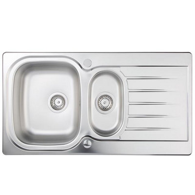 Liquida LSS150 1.5 Bowl Reversible Inset Stainless Steel Kitchen Sink With Waste