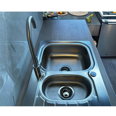 Liquida LSS150 1.5 Bowl Reversible Inset Stainless Steel Kitchen Sink ...