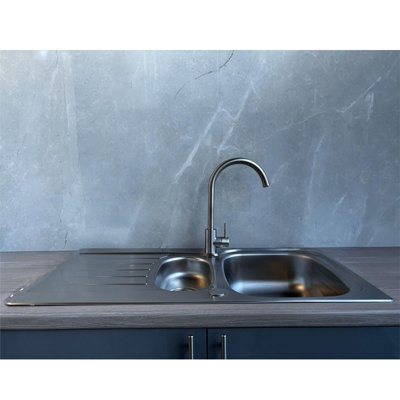 Liquida LSS150 1.5 Bowl Reversible Inset Stainless Steel Kitchen Sink ...