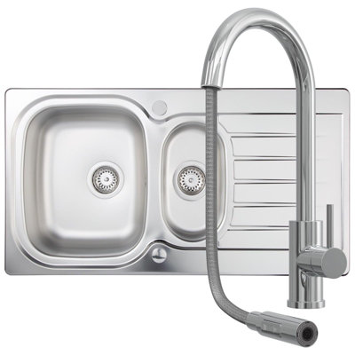 Liquida LSS150 1.5 Bowl Reversible Stainless Steel Kitchen Sink With ...