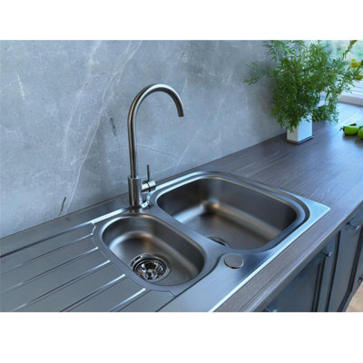 Liquida LSS150 1.5 Bowl Reversible Stainless Steel Kitchen Sink With ...