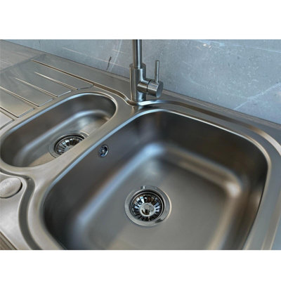 Liquida LSS150 1.5 Bowl Reversible Stainless Steel Kitchen Sink With ...