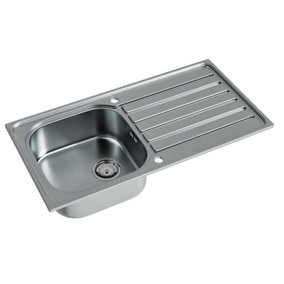 Liquida NR965SS 1.0 Bowl Reversible Inset Stainless Steel Kitchen Sink & Waste