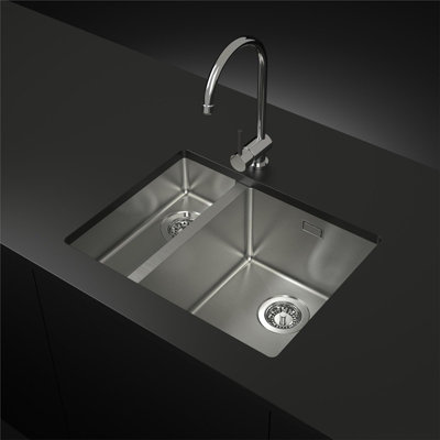 Liquida ON15LH 1.5 Bowl Inset/Undermount Stainless Steel Kitchen Sink And Waste