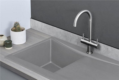 Liquida SEV860CG 1.0 Bowl Composite Reversible Grey Kitchen Sink And Waste Kit