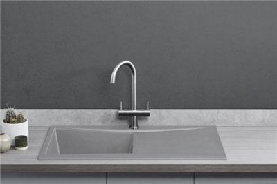 Liquida SEV860CG 1.0 Bowl Composite Reversible Grey Kitchen Sink And Waste Kit
