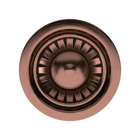 Liquida SWO2CP Satin Copper Kitchen Sink Basket Strainer Waste With Overflow