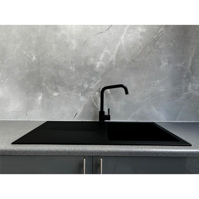 Liquida TEC860BL 1.0 Bowl Composite Reversible Black Kitchen Sink
