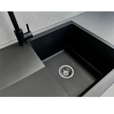 BKCNL Liquida TEC860BL 1.0 Bowl Composite Reversible Black Kitchen Sink