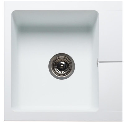 Liquida TEC860WH 1.0 Bowl BIO Composite Reversible White Kitchen Sink With Waste