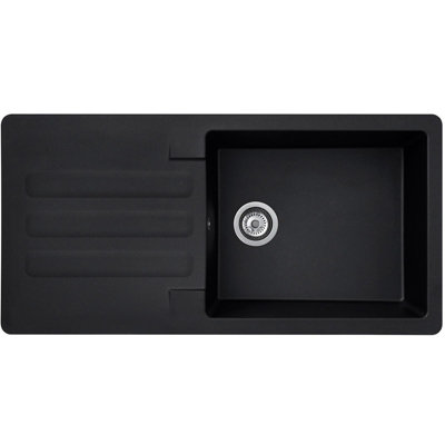 Liquida VG10BL 1.0 Bowl Composite Inset Reversible Black Kitchen Sink