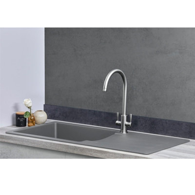 Liquida VG10GR 1.0 Bowl Composite Inset Reversible Grey Kitchen Sink With Waste