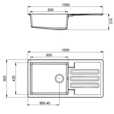 Liquida VG10GR 1.0 Bowl Composite Inset Reversible Grey Kitchen Sink With Waste