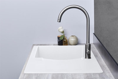 Liquida VG10WH 1.0 Bowl Composite Inset Reversible White Kitchen Sink