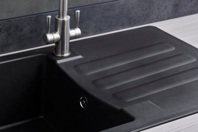 Liquida VG5BL 1.0 Bowl Compact SMC Inset Reversible Black Kitchen Sink