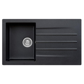 Liquida VLC860BL 1.0 Bowl Granite Reversible Inset Compact Black Kitchen Sink