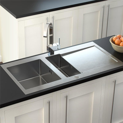 Liquida VTA150SS 1.5 Bowl Reversible Stainless Steel Kitchen Sink With Wastes