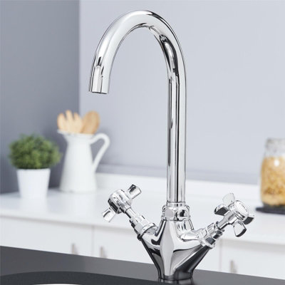 Liquida W02CH 360 Degree Chrome Swivel Spout Dual Handle Traditional ...