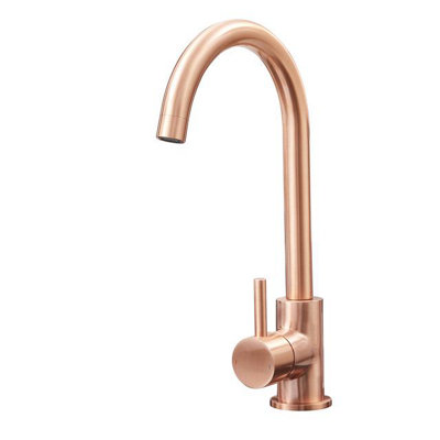 Liquida W06CP Copper Swan Neck Single Lever Kitchen Mixer Tap