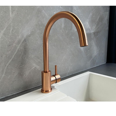 Liquida W06CP Copper Swan Neck Single Lever Kitchen Mixer Tap