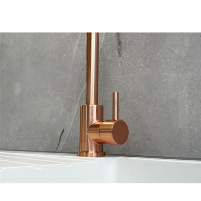 Liquida W06CP Copper Swan Neck Single Lever Kitchen Mixer Tap