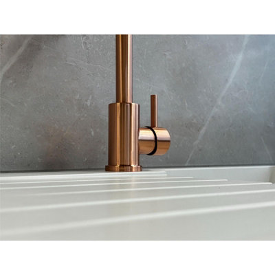 Liquida W06CP Copper Swan Neck Single Lever Kitchen Mixer Tap