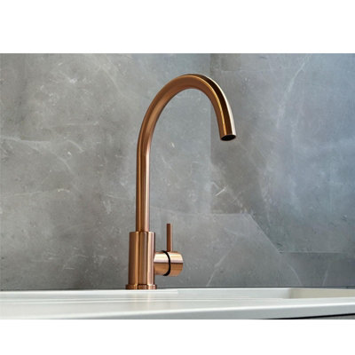 Liquida W06CP Copper Swan Neck Single Lever Kitchen Mixer Tap