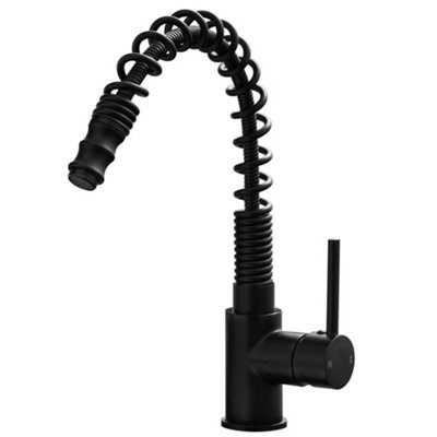 Liquida W07BL Black Pull Out Spray Single Lever Monobloc Kitchen Sink Mixer Tap
