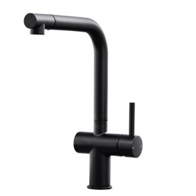 Liquida W15BL Single Lever Swivel Spout Pull Out Spray Black Kitchen Mixer Tap