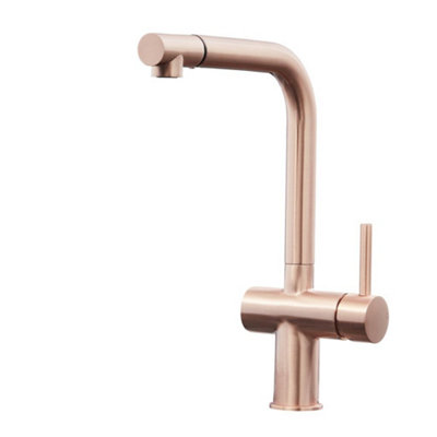 Liquida W15CP Monobloc Single Lever Pull Out Copper Kitchen Mixer Tap