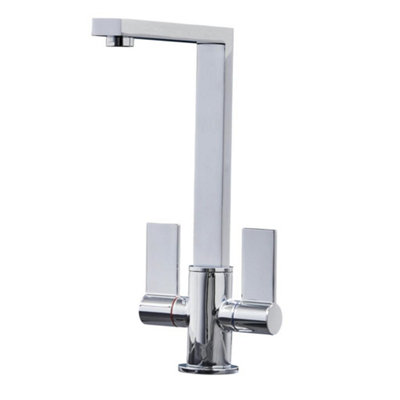 Liquida W17CH Chrome Twin Lever 360 Degree Swivel Spout Kitchen Tap